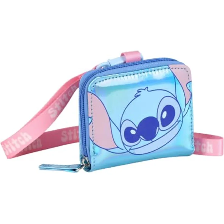 Disney Geldbörse Stitch, Kinder Portemonnaie mit schimmerndem Display aus 100 % Polyurethan