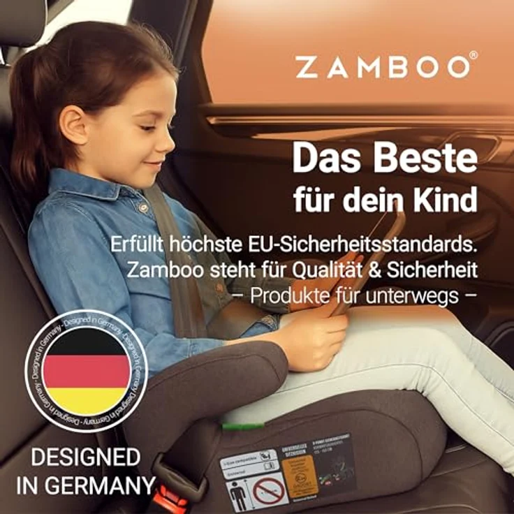 Zamboo Auto-Kindersitzerhöhung i-Size für 7-12 Jahre, Dunkelgrau, stabil & pflegeleicht – Bild 6