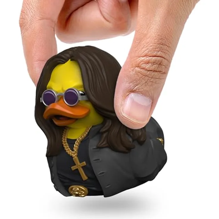 TUBBZ Mini: Ozzy Osbourne als Cosplay-Gummiente Vinyl-Figur, ca. 5 cm groß, in Mini-Badewanne mit Logo