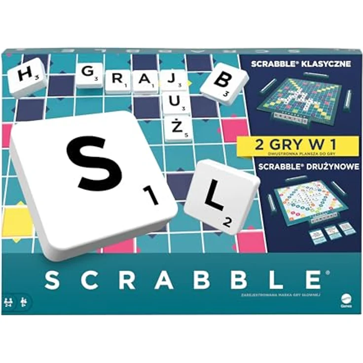 Mattel Games Scrabble Zwei in Eins, Polnische Version, langlebig mit flexiblem Zubehör, HXM53 – Bild 1