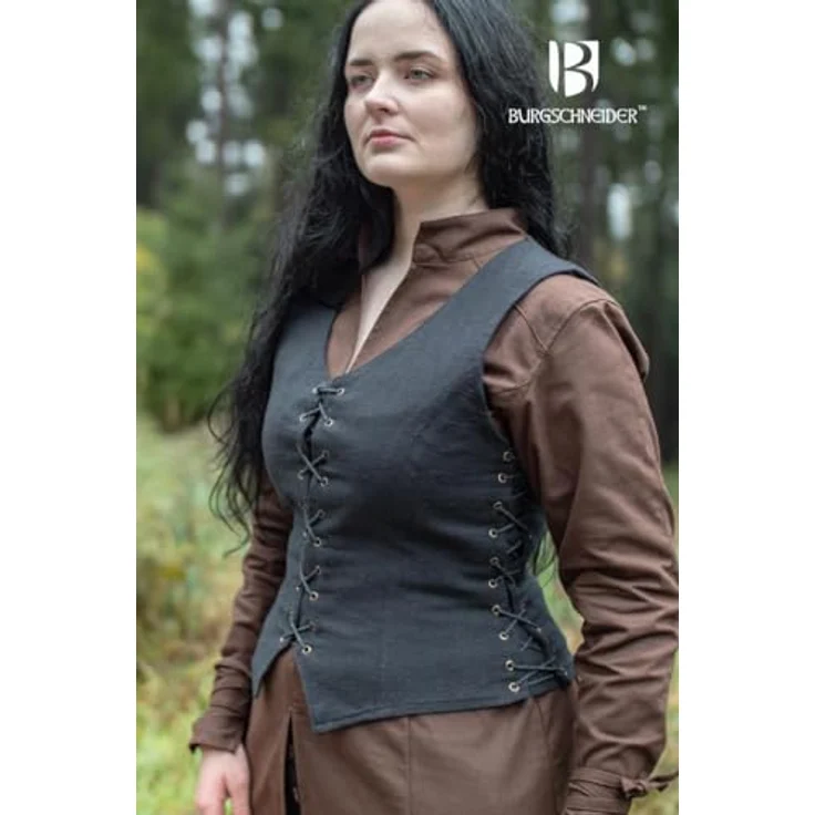 Burgschneider Weste Marian, schwarz, XXL, Baumwolle, Mittelalter Fantasy für Ranger, hochwertige Gewandung – Bild 3