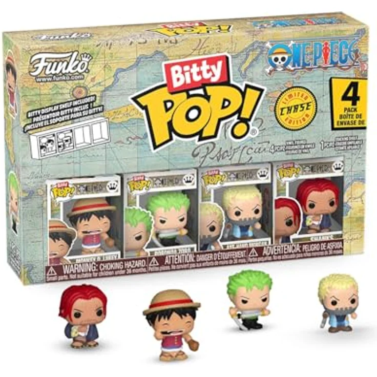 Funko Bitty Pop! One Piece - Luffy 4pk mit Überraschungs-Mini-Figur - 0.9 Inch (2.2 cm) - Monkey D. Ruffy Sammlerstück und stapelbares Display-Regal - ideales Geschenk und Kuchenaufstecker – Bild 1