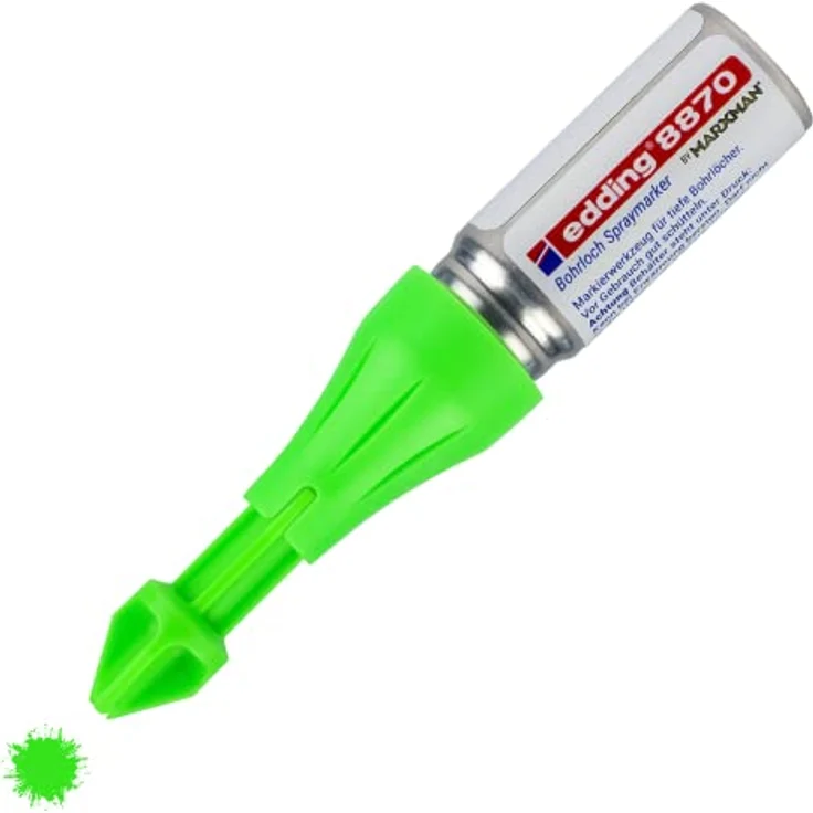 edding 8870 Bohrloch-Spraymarker by Marxman - 1 Marker - neongrün - Markierung von Bohrlöchern - von bis zu 50 mm tief - fluoreszierende Kreidefarbe – Bild 1