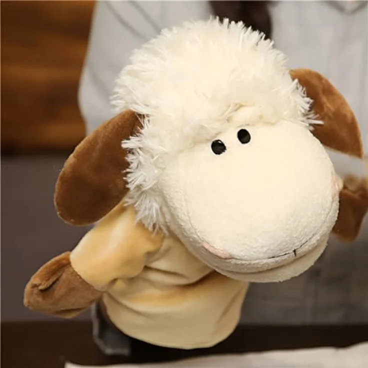 LOMTRATS Handpuppen Set, Wolf, Tiger, Löwe, Affe mit beweglichen offenen Münder, 25 cm, ideal für Geschichtenerzählen und Vorschulerziehung – Bild 1