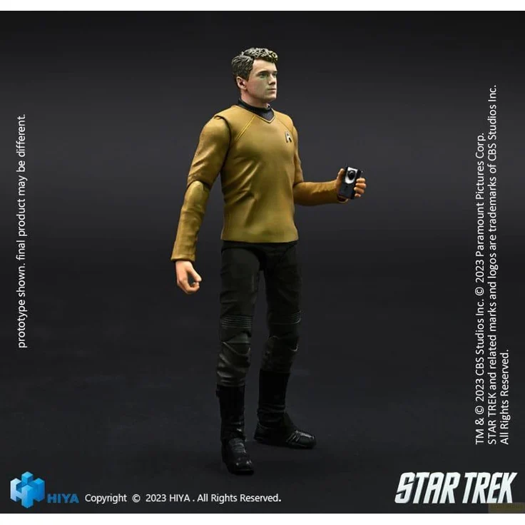 Hiya Toys Star Trek Exquisite Mini Actionfigur 1/18 Chekov, 10 cm mit Zubehör aus der Star Trek 2009 Reihe
