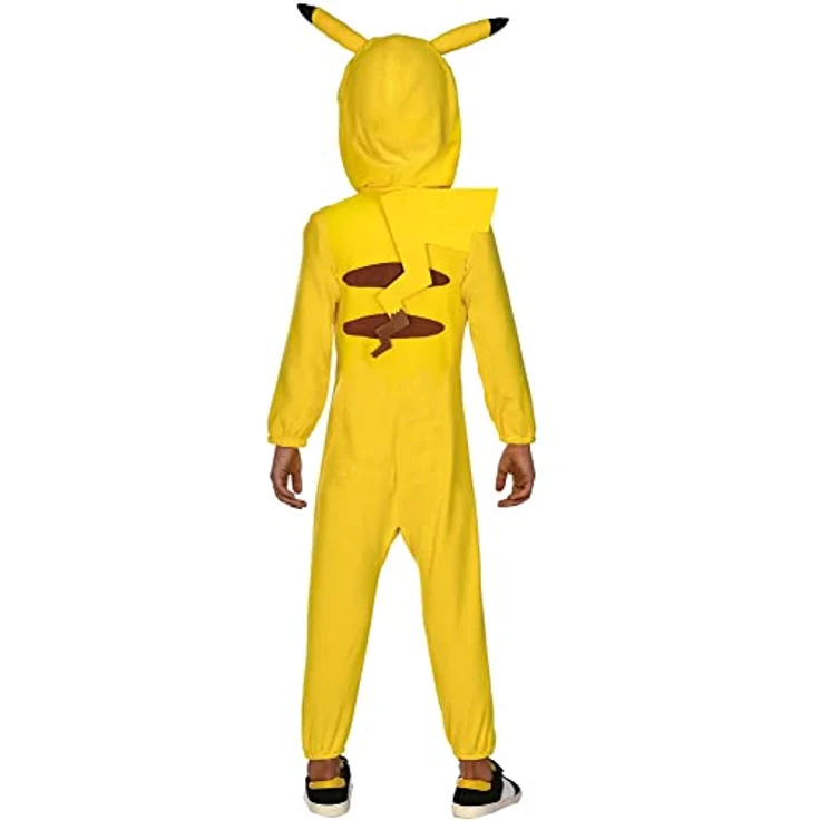 amscan Child Boys Licensed Pikachu Jumpsuit Costume (4-6yr), Fleece Hooded Jumpsuit with 3D Ears and Pokeball Zip Pull – Bild 3
