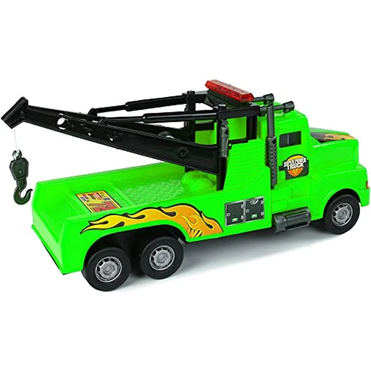 Lean Toys Roadside Assistance Traktor 1:10, Pannenhilfe-Spielzeug mit Kran und Abschleppseil, grün – Bild 5