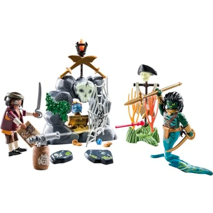 PLAYMOBIL 71420 Schatzsuche Spielset, Piratenabenteuer mit nachleuchtendem Felsversteck und 2 Figuren, Mehrfarbig – Bild 7