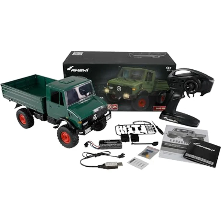 Amewi Mercedes-Benz Unimog Lizenzfahrzeug 4WD 1:12 grün - Preisvergleich – Bild 1