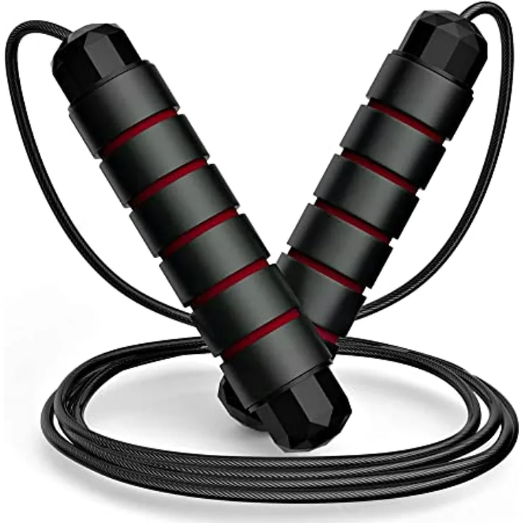 Springseil ohne Verheddern mit Kugellagern, Springseil, verstellbarer und Memory-Schaum-Griff, Springseil, ideal für Aerobic-Übungen, Fettverlust-Workout