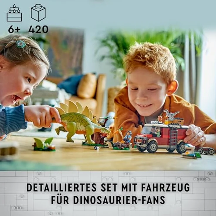 LEGO Jurassic World Dinosaurier-Missionen: Entdeckung des Stegosaurus, Abenteuer-Spielset für Jungen und Mädchen ab 6 Jahren, Geschenk für Fans von Ben und Sammy 76965, inklusive Spielzeug-Stegosaurus und Geländewagen - Preisvergleich – Bild 2