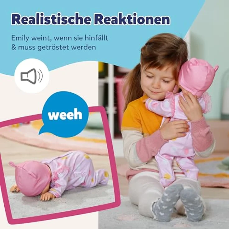 Baby Born Stehpuppe Emily, 43 cm Laufhilfe mit Babygeräuschen und krabbelnder Funktion – Bild 5