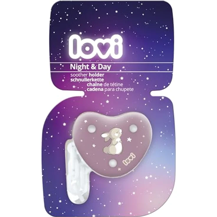 LOVI Schnullerkette | 0m+ | Praktisches Clip-System für leichteres Öffnen und Schließen | BPA frei | Sichere Form Schützt vor Verlust (Night&Day Girl) – Bild 2