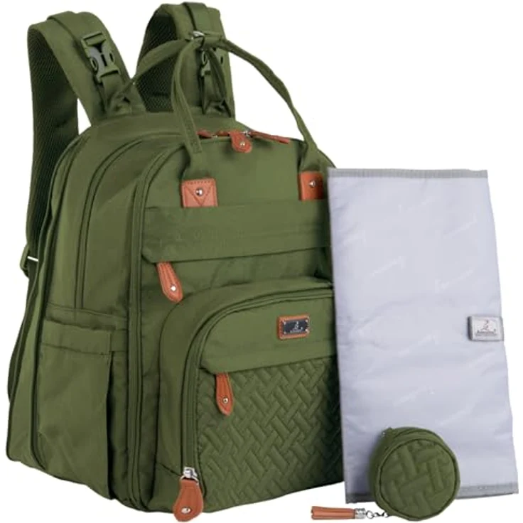 BabbleRoo Wickeltasche Rucksack, Wasserabweisend, 17 Taschen, große Kapazität (+50 %), mit Wickelauflage und Schnullerhalter, Reiserucksack für Mama & Papa – Bild 1