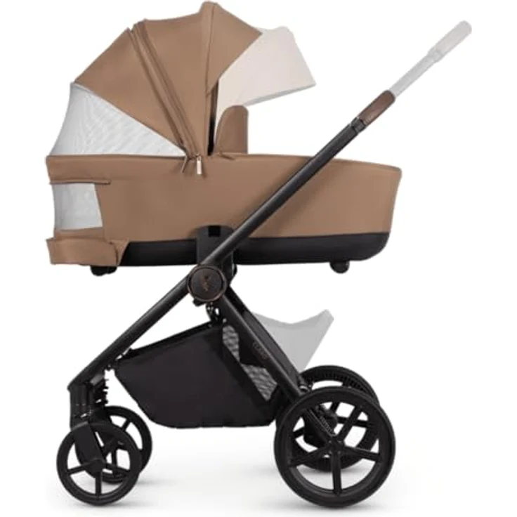 Venicci Claro 2in1 Kombi-Kinderwagen bis 22 kg - Caramel, inkl. Babywanne, Sportsitz, Teleskopschieber, Liegeposition, Regenschutz, Beindecke & Wickeltasche mit Wickeunterlage, Gratis Mobilitätsgarantie – Bild 3