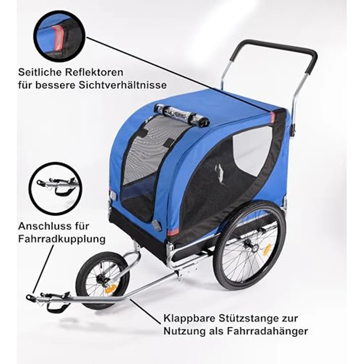 Sena Fahrradhundeanhänger Boxer 3in1 Funktion bis 40kg, blau – Bild 6