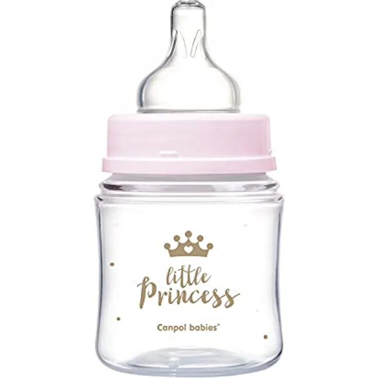 Canpol Babies Royal Baby Babyflasche 0m+ Pink 120 ml, mit speziell angepasster Form für naturnahes Trinken – Bild 2