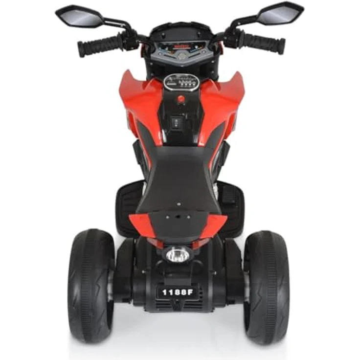 Moni Kinder Elektromotorrad Colombo Scheinwerfer, Zwei Motoren, MP3, bis 7 km/h, rot – Bild 4