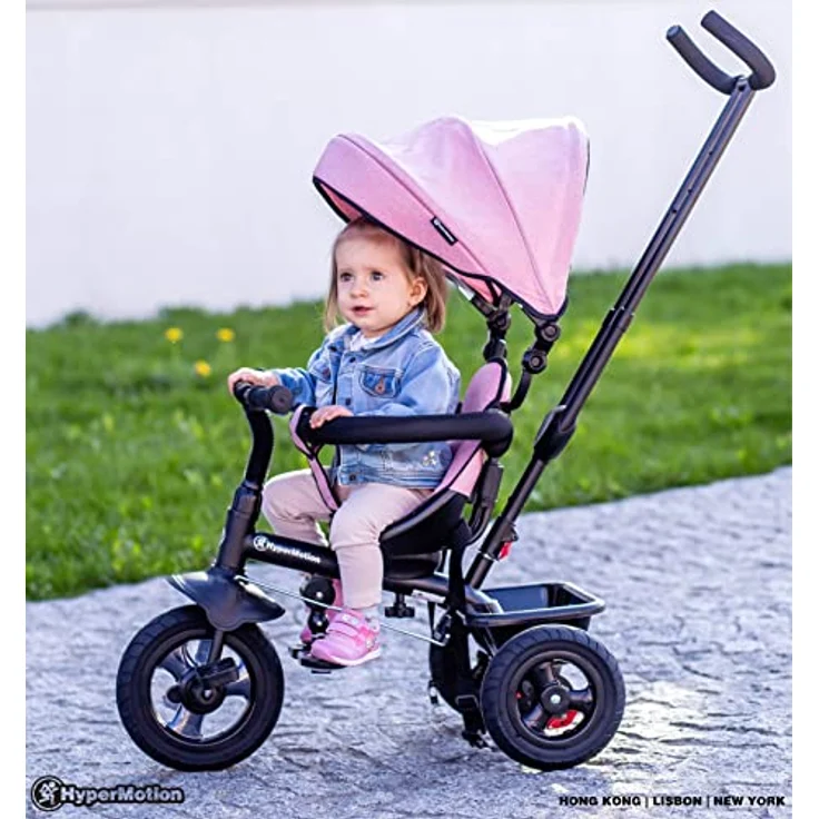 HyperMotion Dreirad für Kinder von 1 Jahr bis 20 kg, Kinderfahrräder, 1–4 Jahre, Kinderfahrrad mit Schiebelenker, Dreirad, Elterngriff, rosa – Bild 4