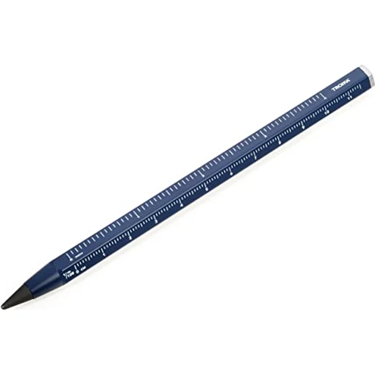 Troika CONSTRUCTION ENDLESS Multitasking-Bleistift, nachhaltige Endlos-Schreibspitze, blau, austauschbar, radierbar mit Zentimeter-/Zoll-Lineal, 147 x 10 x 10 mm – Bild 1