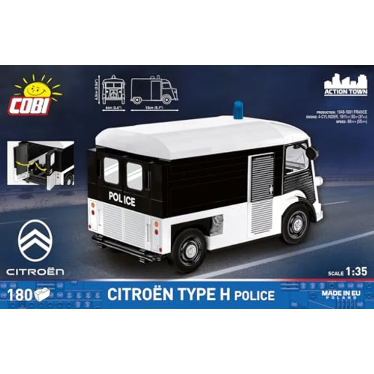 COBI Citroën Type H (1947-1981) Police, Modellfahrzeug in Dunkelblau und Schwarz, 13 x 6 x 6.5 cm – Bild 5