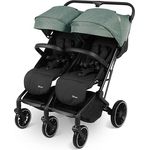 BABYGO Geschwisterbuggy GOTWICE - Zwillingskinderwagen für 2 Kinder - Grün, mit einzigartiger Sitz- und Liegefunktion