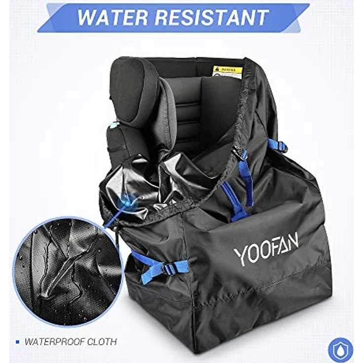 YOOFAN Transporttasche für Kindersitz, Robuste Reisetasche für Autositz, Wasserdicht und Staubdicht, Verstellbare Seitengurte, Rucksackdesign – Bild 4