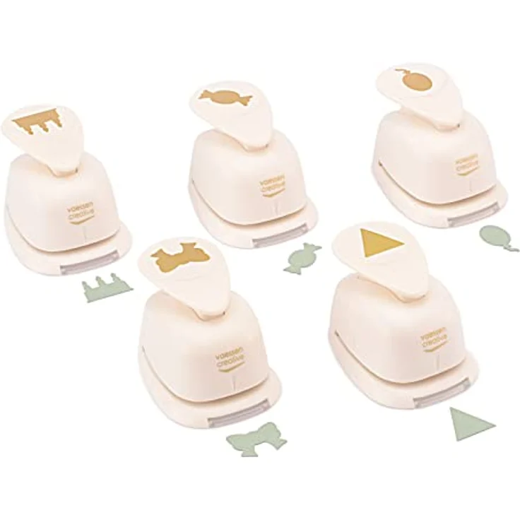 Vaessen Creative Motivstanzer Set, 5 Stück - Schleife, Torte, Bonbon, Ballon, Flagge - Für Papier bis 250 g/m² - Ideal für Scrapbooking und Bastelprojekte – Bild 2