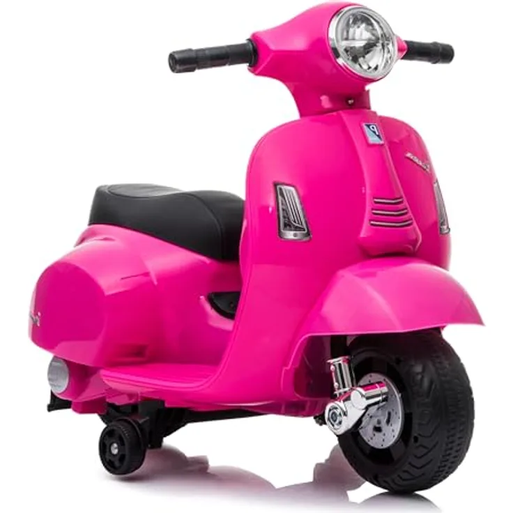 TURBO CHALLENGE Vespa GTS, Elektrischer Roller in Rosa, mit Gaspedal, Beleuchtung und Sound, max. 25 kg, wiederaufladbare Batterien, geeignet für Kinder ab 24 Monaten