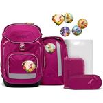 ergobag Schulranzen pack Set, 6-tlg., ergonomisch verstellbar, farbenfrohe Designs mit individuellen Kletties