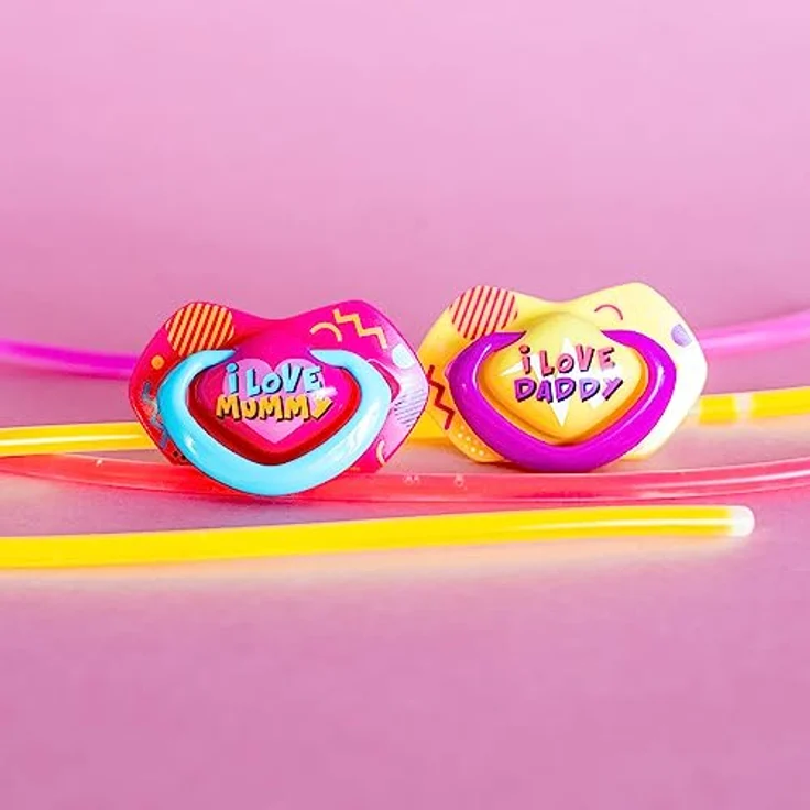 Canpol babies Silikon Schnuller, 2 Stück (6-18 m, Neon Love Girl) – Bild 5