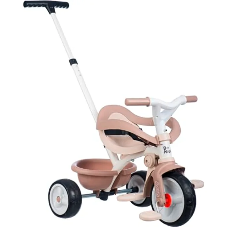 Smoby Be Move Komfort Beige, Dreirad für Kinder ab 10 Monaten mit Schubstange und Sicherheitsausstattung