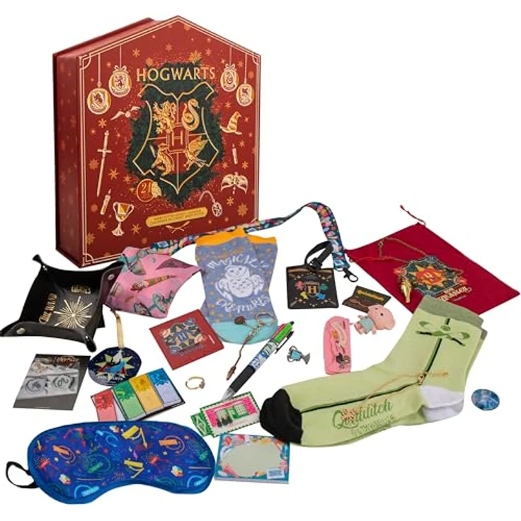 Cinereplicas - Harry Potter Deluxe Adventskalender 2024 - Offizielle Lizenz, Hardcover-Box mit Hogwarts-Häuser-Cover und exklusiven Geschenken – Bild 2