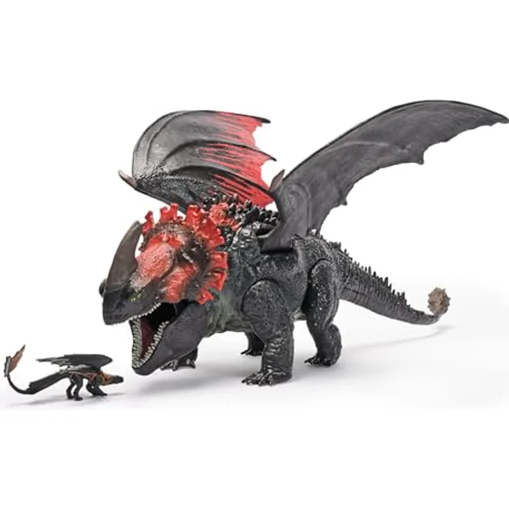 Dreamworks Dragons How to Train your Dragon, Actionfiguren-Set mit Roter Tod-Drachenfigur und Ohnezahn Mini-Drachenfigur, rot, Spielzeug für Kinder ab 4 Jahren