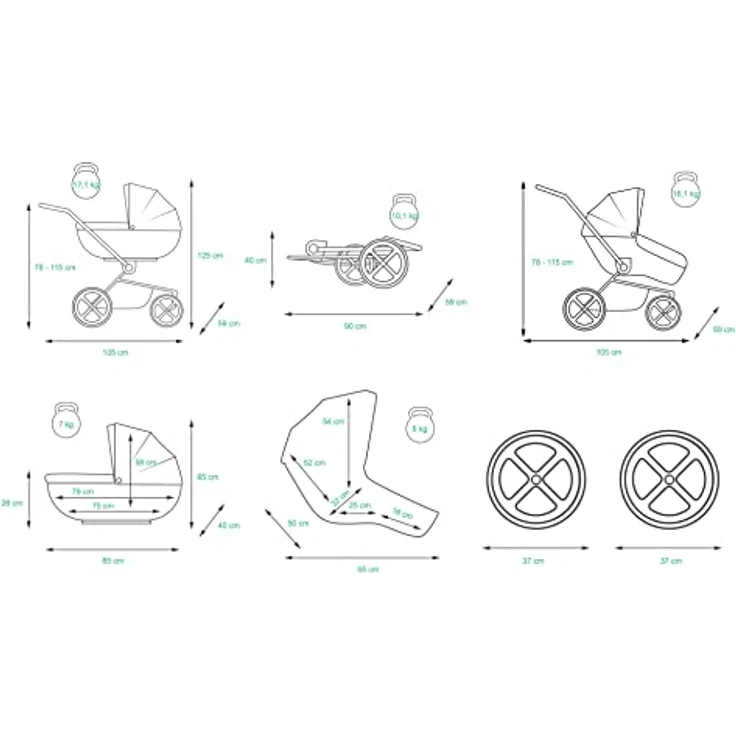 Babylux BabyLux ALU 2in1 Kinderwagen für Kleinkinder – Red Bow Silver Frame, verstellbarer tiefer Kinderwagen und Buggy, EU Norm EN 1888-1:2018+A1:2022, inkl. Zubehör – Bild 5