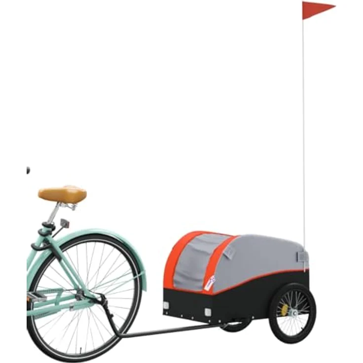 vidaXL Fahrradlastenanhänger Fahrradanhänger Schwarz und Orange 30 kg Eisen, Robustes Material, Cleveres Design, Maximale Belastbarkeit – Bild 4