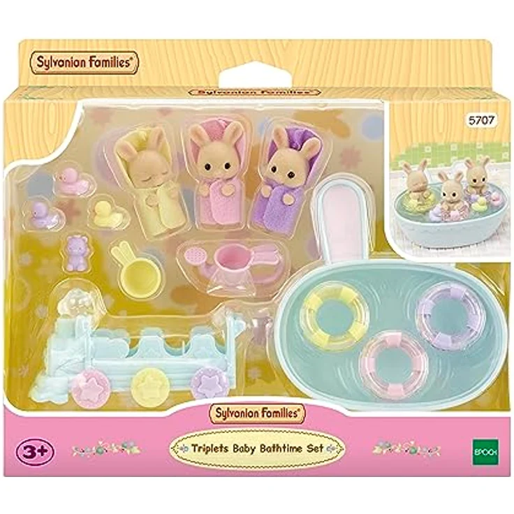 EPOCH Sylvanian Families 5707 Milchhasen Bade Spielset mit 3 Figuren, Badewanne und Spielzeug – Bild 2