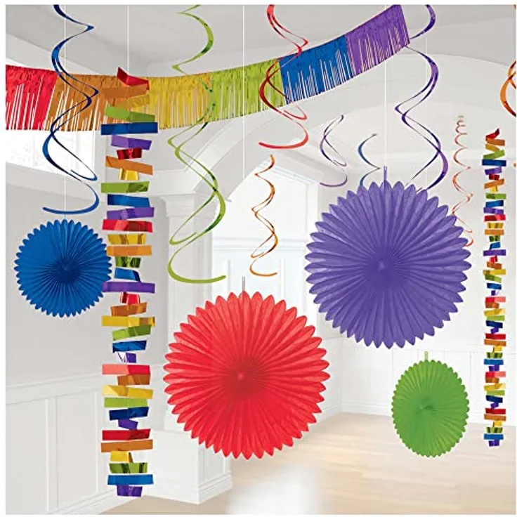 Amscan 241700-90-55 - Deko-Set Regenbogen, 18 Teile, Hängedekoration