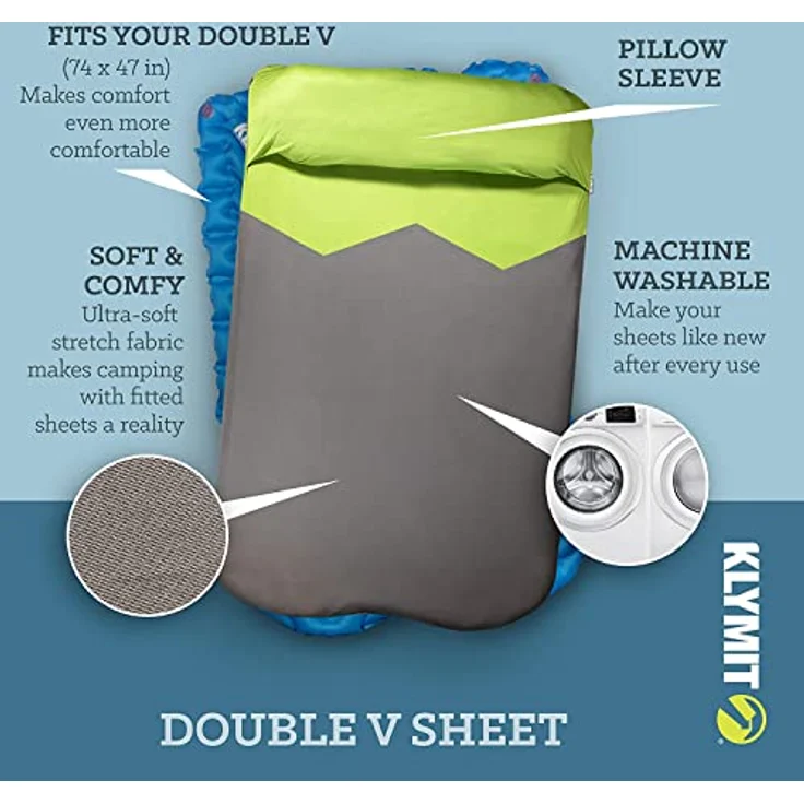 Klymit Unisex's V Sheet Schlafunterlage für Doppelbett, Grün/Grau, Einheitsgröße – Bild 2