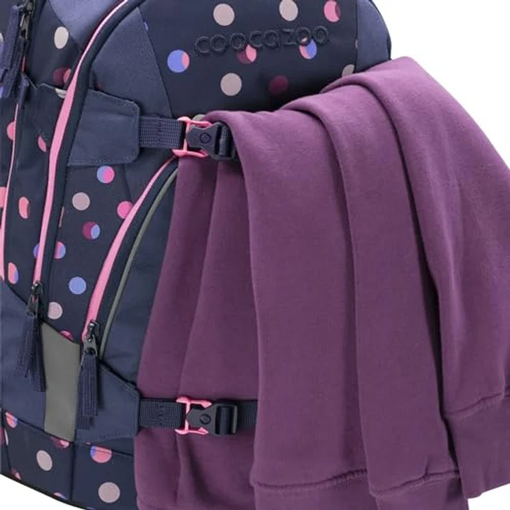 Coocazoo Mate Schulrucksack-Set „Reflective Moons“, 3-teilig, lila, ergonomischer 30L Tornister mit Brust- und Hüftgurt für Kinder ab 5 Jahren, inkl. Mäppchen und Edelstahl-Trinkflasche – Bild 3