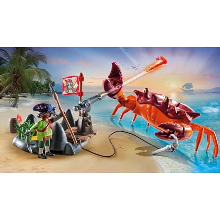 PLAYMOBIL Pirates 71532 Kampf gegen die Riesenkrabbe, epische Seeschlacht, inklusive Kanone, Haken-Geschoss und Säbel, detailreiches Piraten-Spielzeug für Kinder ab 4 Jahren – Bild 3
