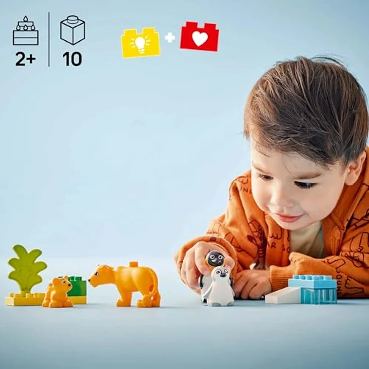 LEGO DUPLO 10442, Wildtierfamilien Pinguine und Löwen, 10-teiliges Lernspielzeug für Kleinkinder ab 2 Jahren, Maße: 22cm x 13cm x 7cm – Bild 6