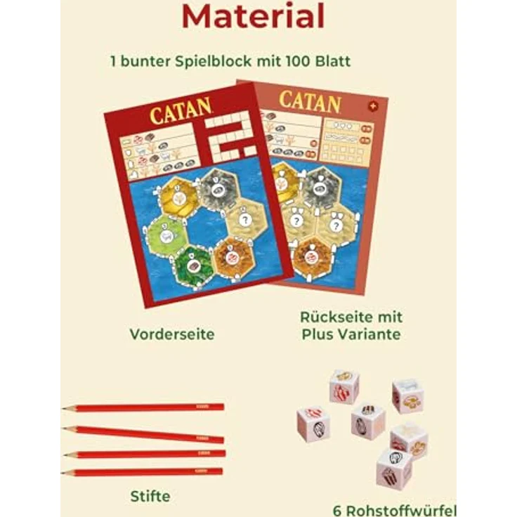 Kosmos CATAN - Das Würfelspiel, Strategiespiel mit 6 hochwertigen Würfeln, Spielblock und Bleistiften, für 1-4 Spieler ab 7 Jahren – Bild 6