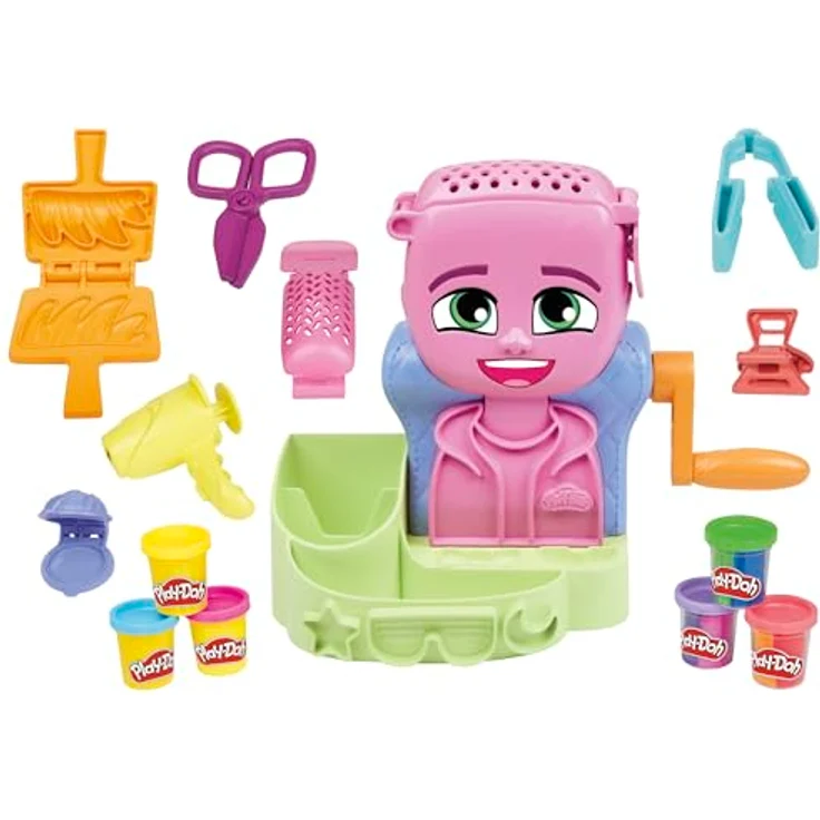 Play-Doh Friseursalon Pastryoline F8807, Kreativset mit 6 Tuben Knetmasse (3 Zweifarben) und Friseurzubehör – Bild 14