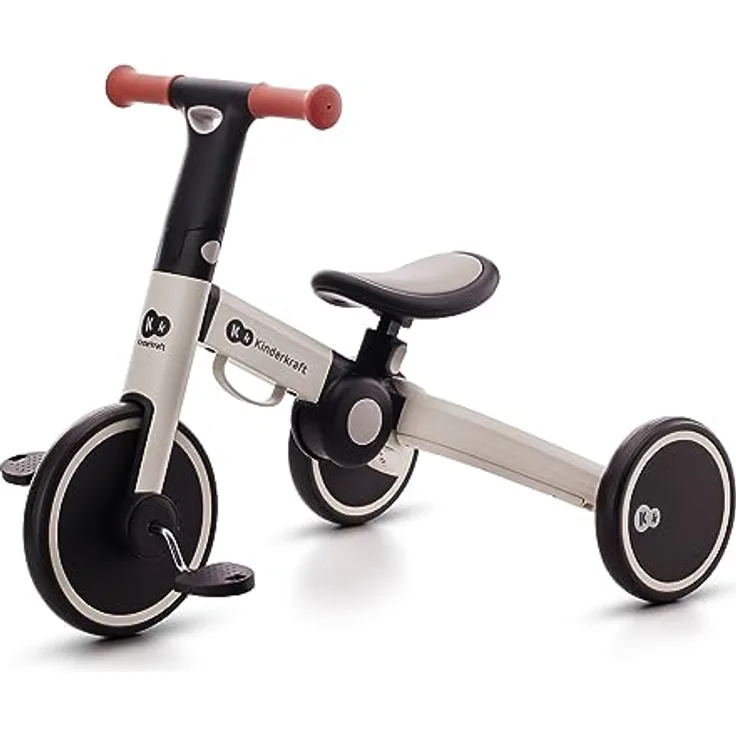 kk Kinderkraft 4TRIKE Dreirad 3 in 1, leicht, ergonomischer Sattel, zusammenklappbar, ab 12 Monate bis 5 Jahre, grau