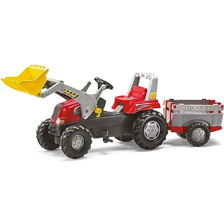 Rolly Toys 811397 rollyJunior RT | Traktor mit Frontlader | Lader und Anhänger rollyFarm Trailer | Flüsterreifen u Sitzverstellung | Motorhaube öffenbar | ab 3 Jahren | Farbe rot/schwarz/grau - Preisvergleich – Bild 2