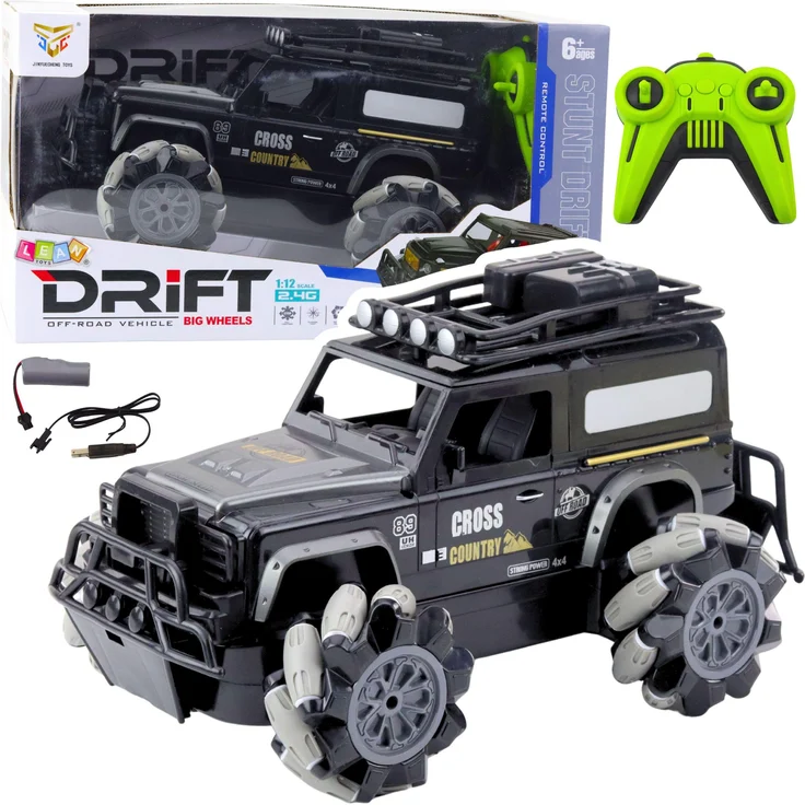 Lean Toys RC-Geländewagen 1:12, ferngesteuertes Offroad Auto mit 360°-Drehung, schwarz