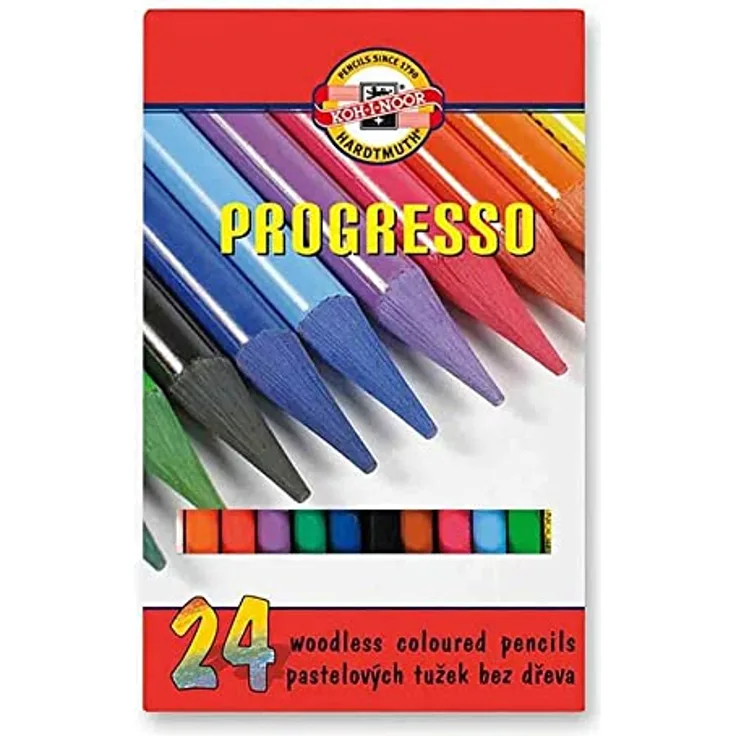 KOH-I-NOOR 8758 PROGRESSO, 24 Künstlerstifte Vollminen Farbstifte mit FSC-Holz, ideal zum Ausmalen großer Flächen