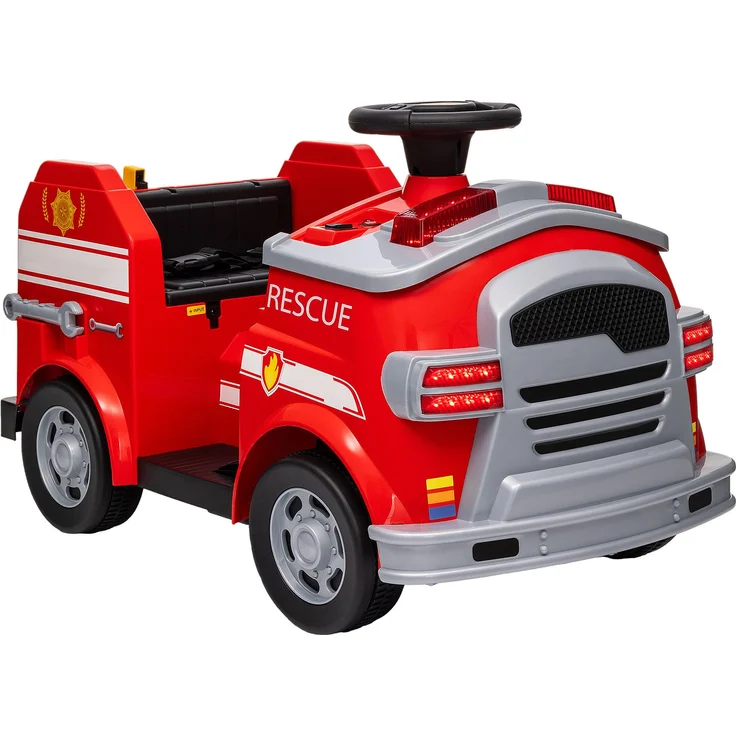AIYAPLAY Elektro-Kinderauto Fahrt auf Feuerwehrwagen, 12V Kinder Elektroauto, mit Sirene und blinkenden Lichtern, für Jungen und Mädchen, Rot – Bild 1