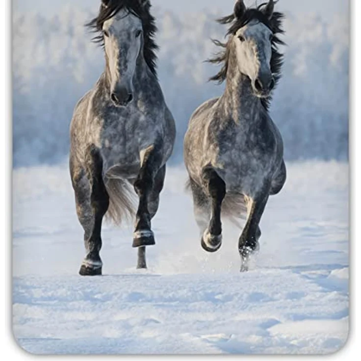 ESPiCO Bettwäsche Trendy Bedding Schneepferde Grau Hengst Stute Tiermotiv Wildpferde Wildtiere Flanell, Größe:135 cm x 200 cm – Bild 3